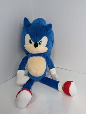 Blue Plush Character Stuffed Toy with Cream Belly and Red Shoes